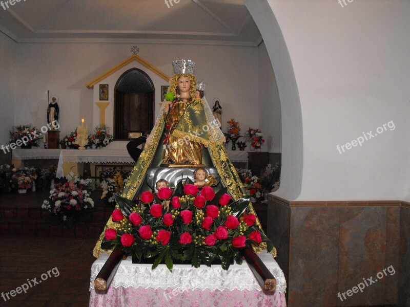 Virgin Church Flowers Catholic Santos