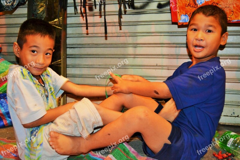 Children Kids Street Bangkok Thailand