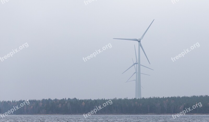 Windmills Renewable Energy Power Sky Grey