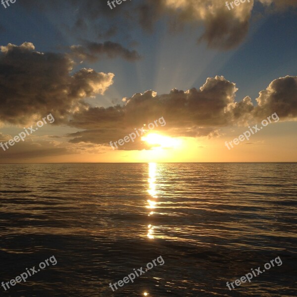 Ocean Calm Peace Clouds Sky