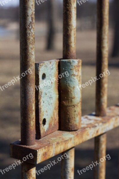 Rusty Hinge Iron Bars Old