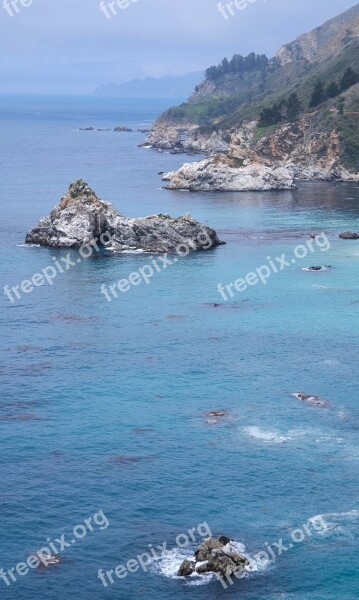 The Pacific Ocean Rocks Blue Summer California