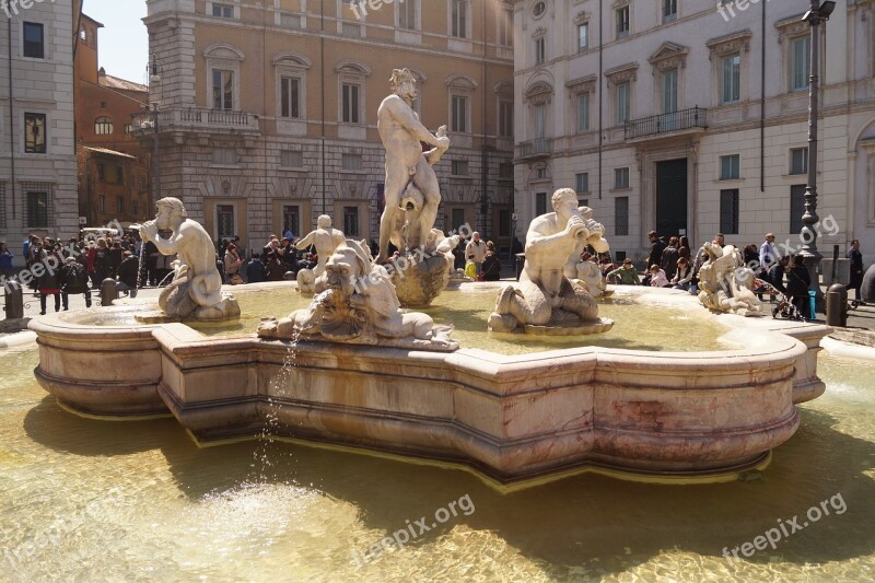 Roman Holiday Rome Fontana Del Moro Piazza Navona Free Photos