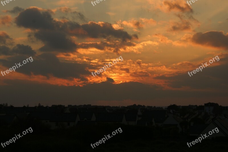 Sunset Sea Brittany Free Photos