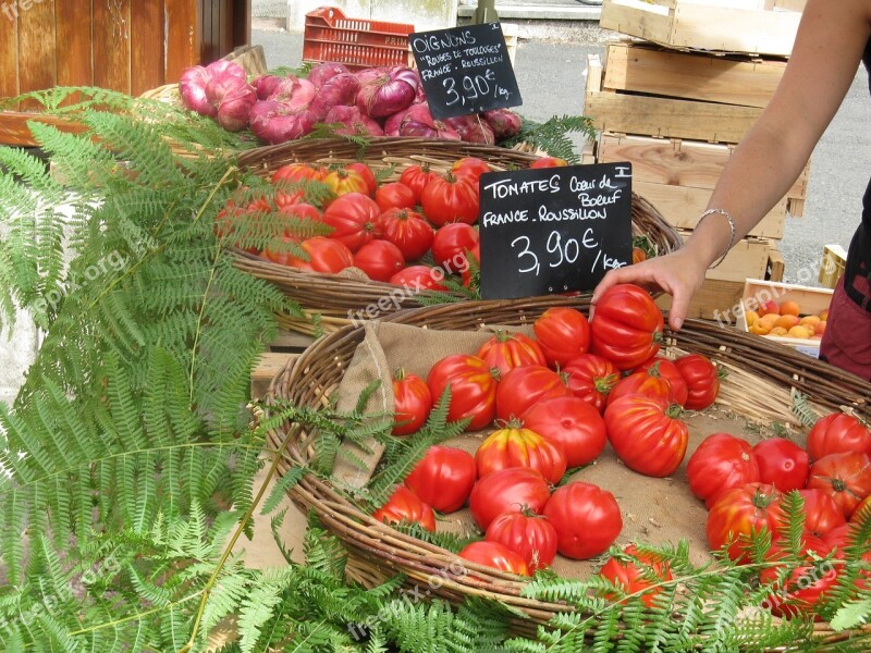 France Market Tomatoes Onions Vegetables