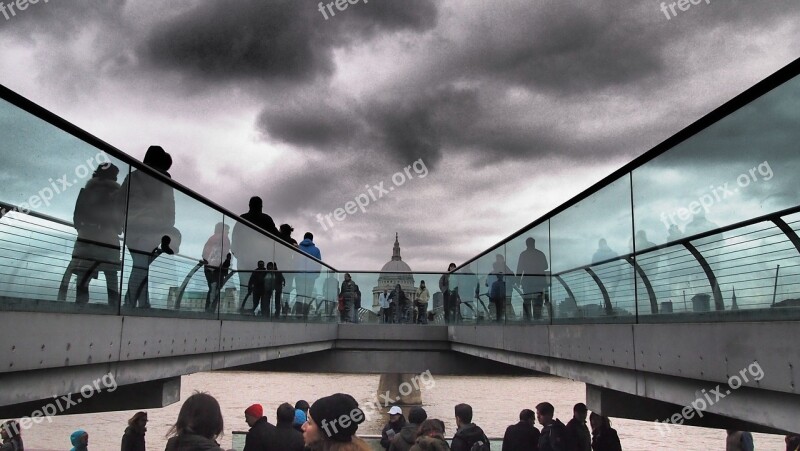 London England St Paul's Millenium Bridge April