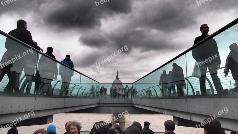 London England St Paul's Millenium Bridge April