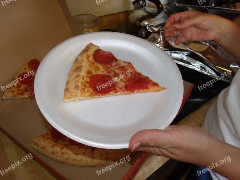 Pizza Pepperoni Slice Serve Food