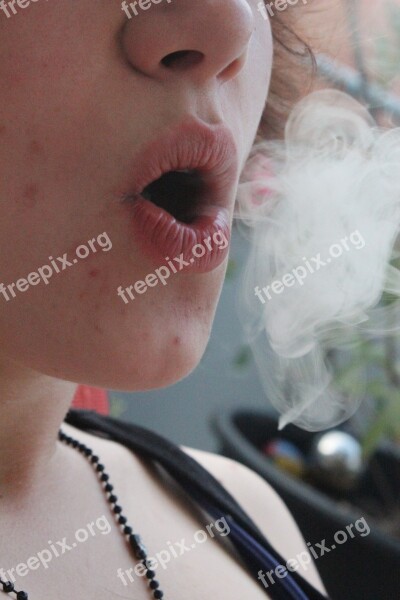 Cloud Of Smoke Smoking Woman Lips Mouth