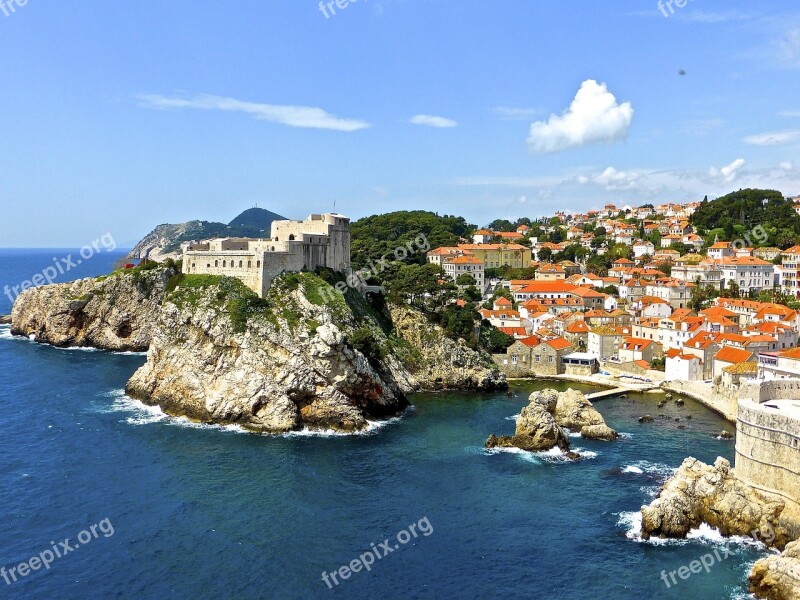 Dubrovnik Coast Seascape Scenic Fortress