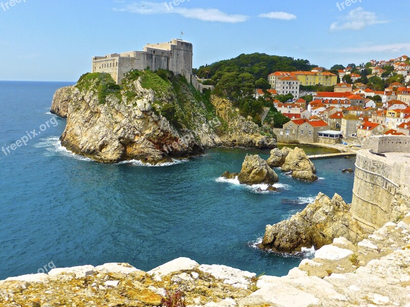 Dubrovnik Coast Seascape Scenic Fortress