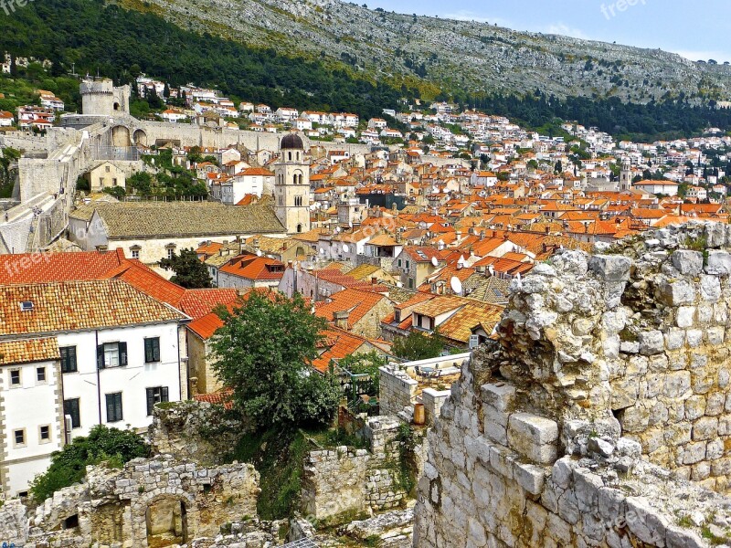 Rooftops Village Mountains Mediterranean Traditional