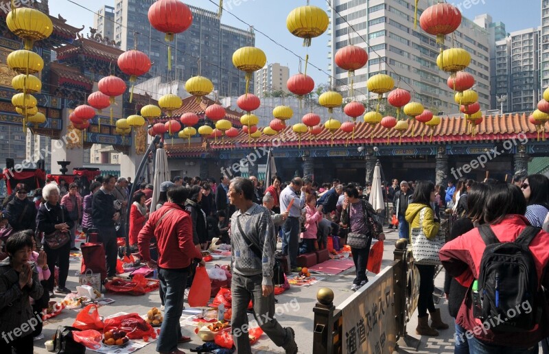 China Temple Chinese New Year Praying Lantern