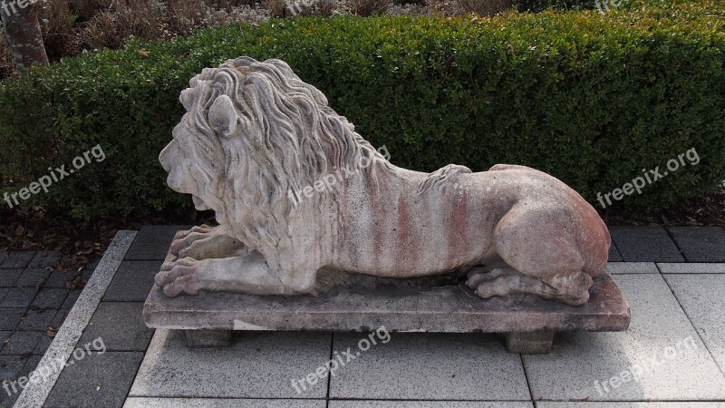 Lion Sculpture Stone Figure Statue Weathered