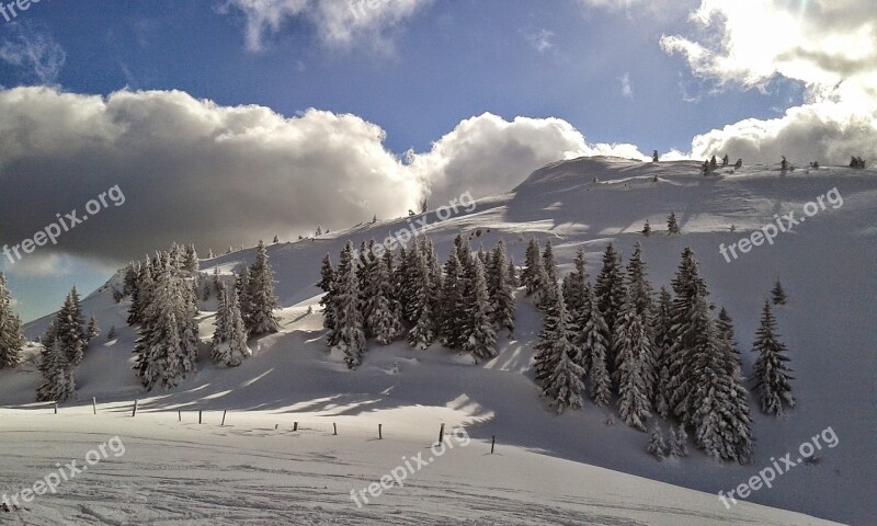 Snow Mountain Top Sunny Free Photos