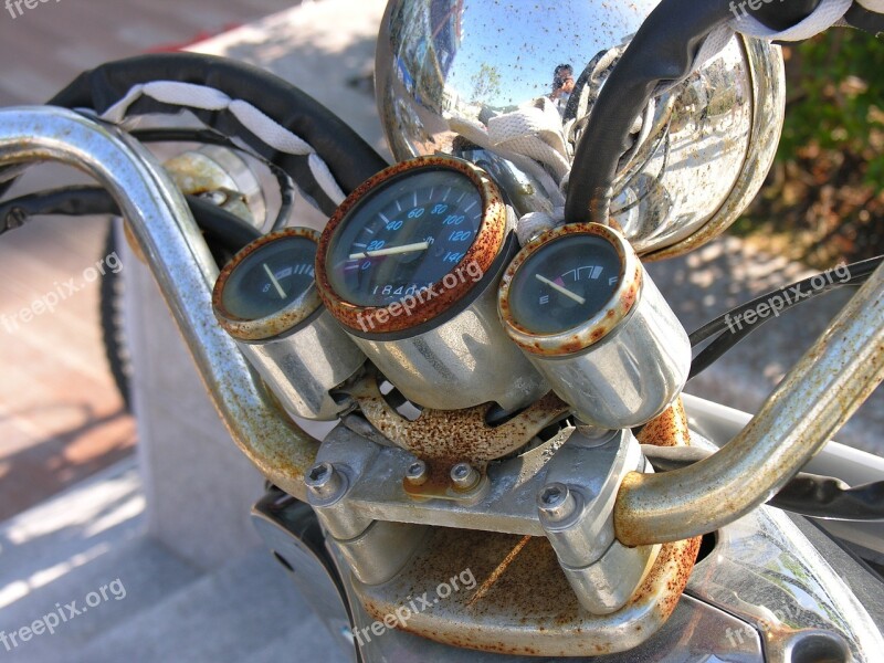 Motorcycles Machine The Instrument Panel Rusty Free Photos