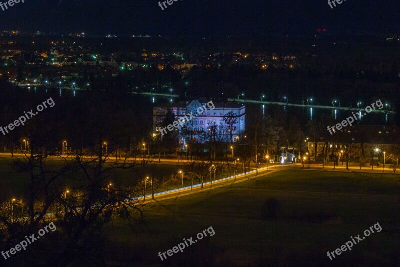 Salzburg Austria Castle Leoboldskron Night Mönchberg