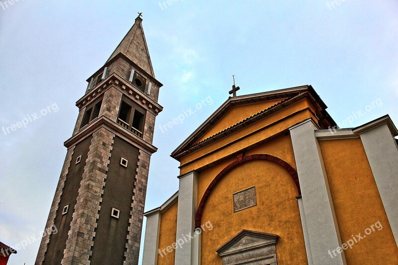 Church Steeple Building Architecture Vrsar