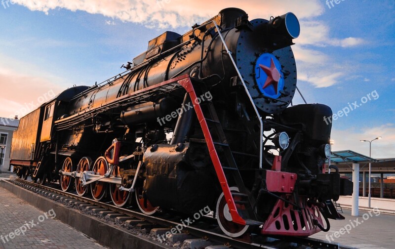 Train Locomotive Engine Sky Morning