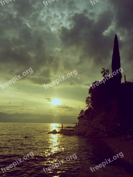 Sunset Mediterranean Sea Coast Water