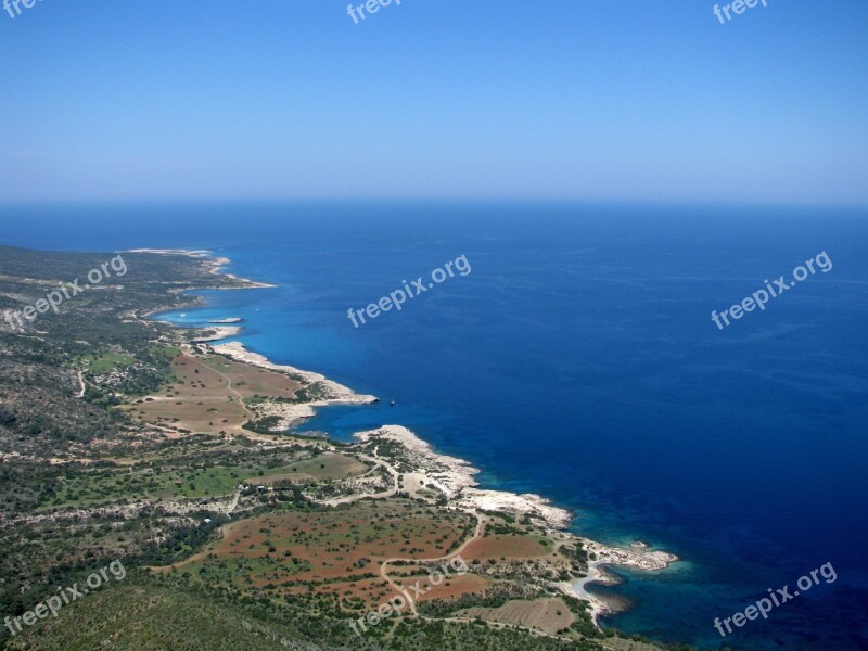 Coastline Cyprus Mediterranean Sea Landscape