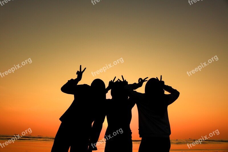 Friendship Squad Sunrise Silhouette Sky