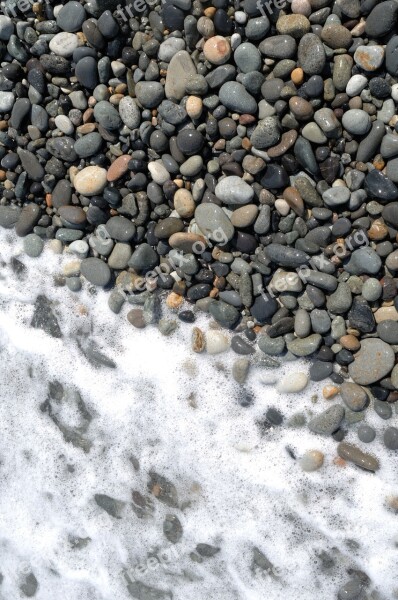 Stones Round Beach Foam Sea