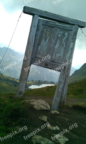 Door Mountains Old Wood Landscape