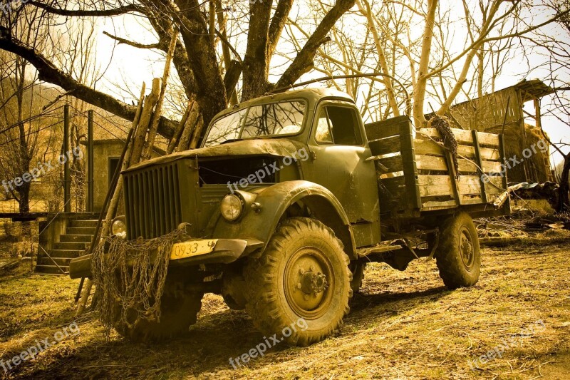 Truck Village Old Countryside Tree