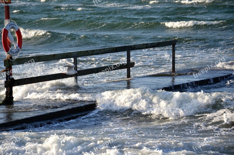 Bridge Helsingborg Råå Storm Sea