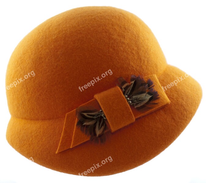 Hat Womens Hat Filcowy Hat Orange Felt Headgear