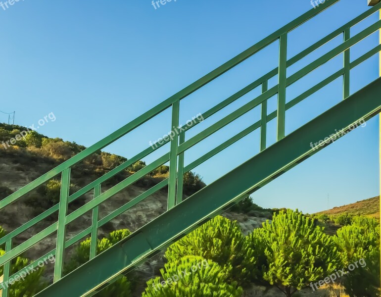 Green Nature Stairs Mountain Trees