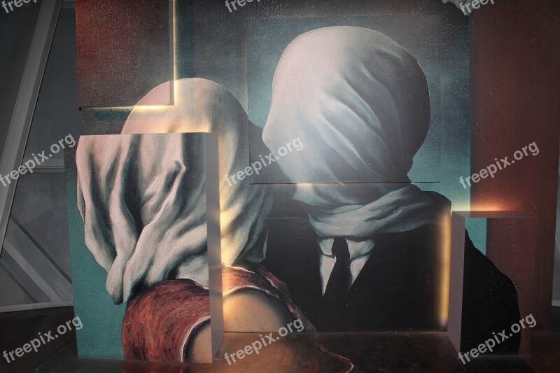 Magritte Painting Couple Psychotherapy Woman