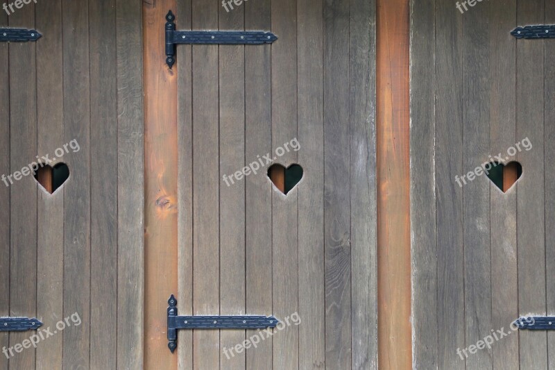 Wooden Windows Hearts Cabin Old House