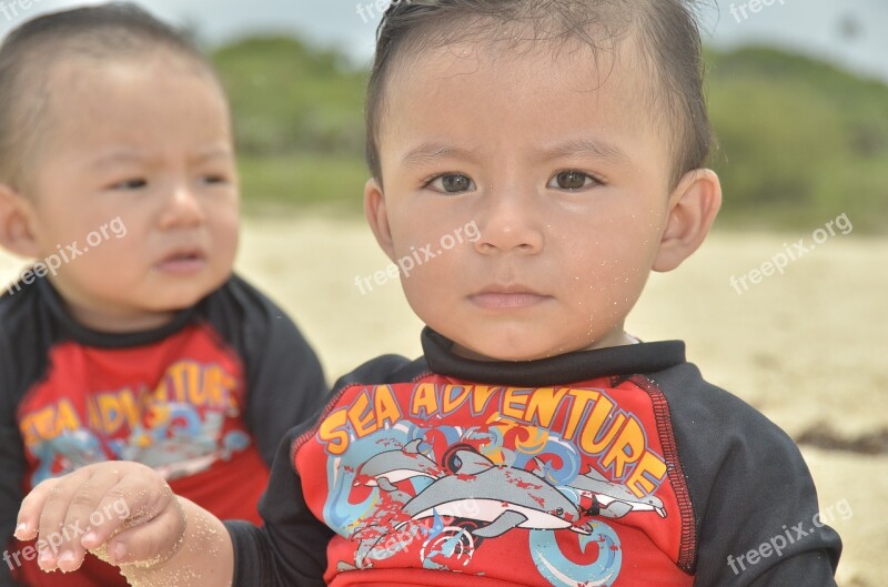 Child Beach Twin Nature Free Photos