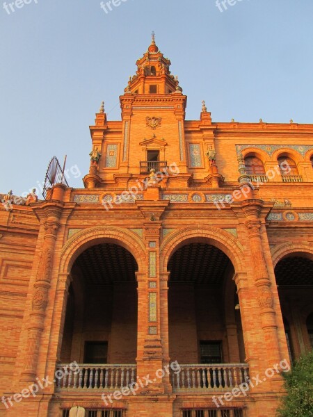 Plaza De España Spain Sevilla Architecture Building