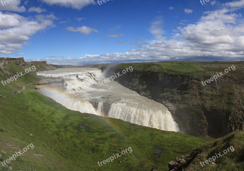 Iceland Gullfoss Waterfall Icelandic River