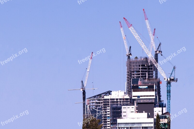 Under Construction Building Cranes Construction Development