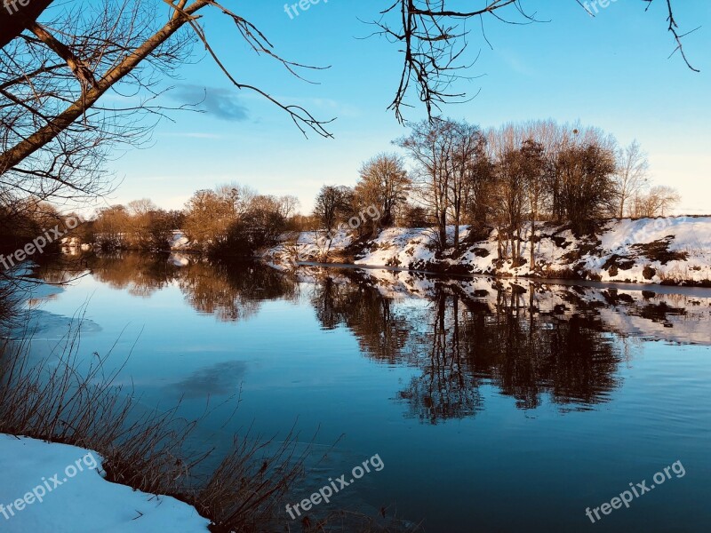 Water River Winter Trees Wye