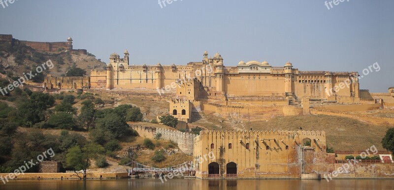 Amber Fort Jaipur Rajasthan India Panorama