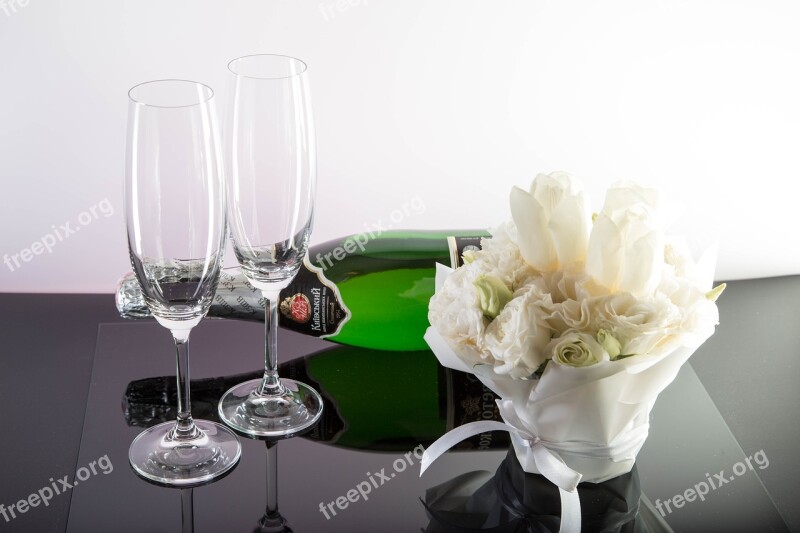 Bouquet Champagne Love Celebration Flowers