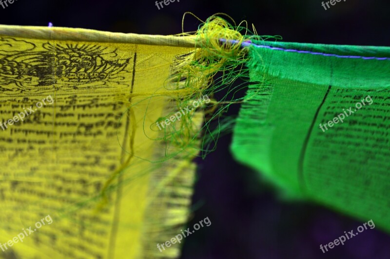 Zaszlo Prayer Flags-yellow Green Textile Sample