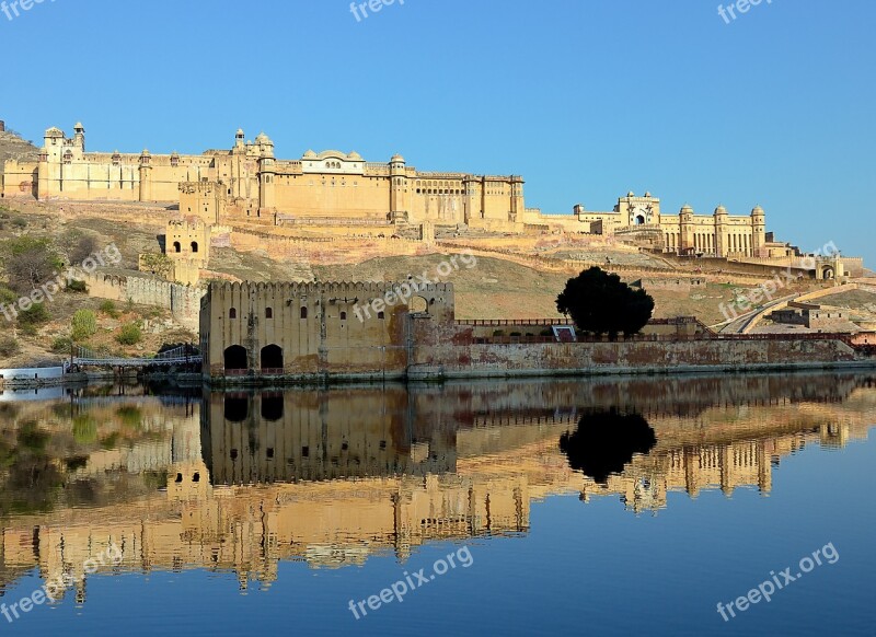 India Rajasthan Jaipur Amber Fort Maotha Lake