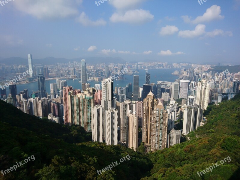 China Hong Kong Skyline The Peak City