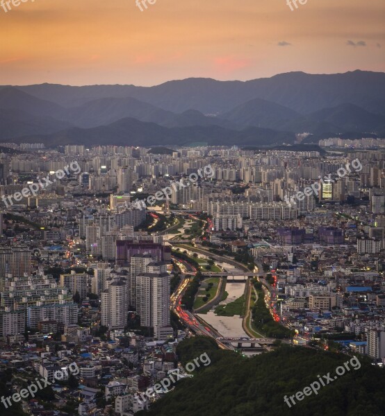 South Korea Daegu Sunset Nightview River