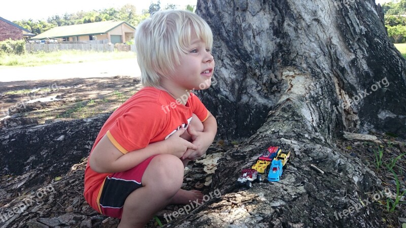 Little Boy Child Son Play Outdoors