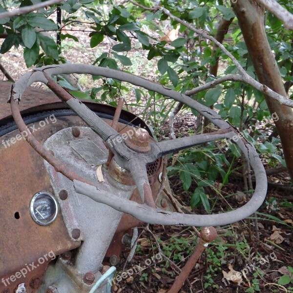 Old Worn Rusty Tractor Steering Wheel