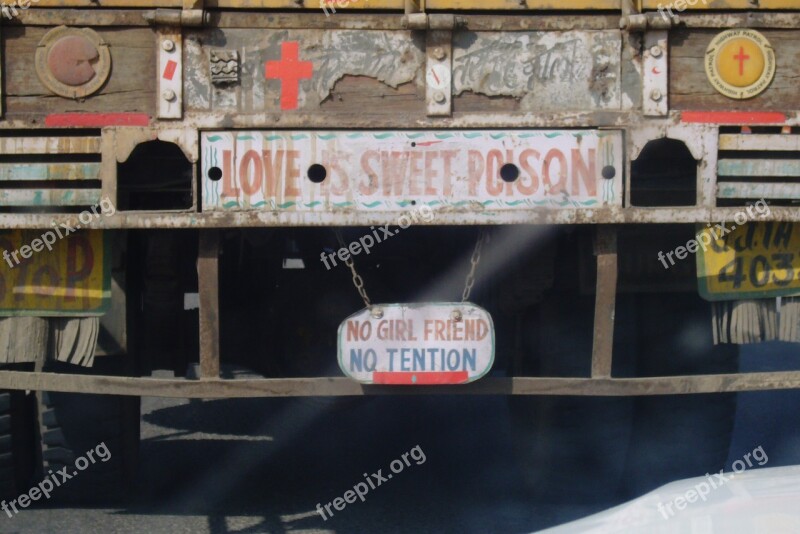 Typography Sign Truck Travel India