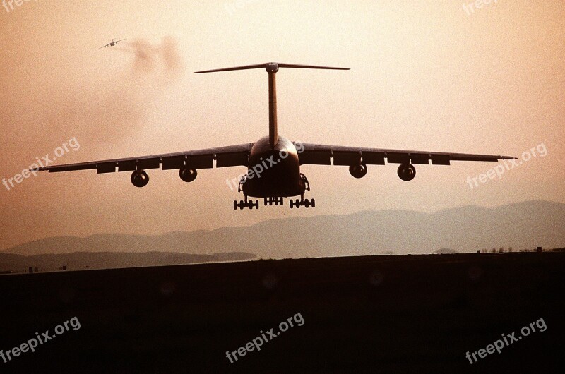 Airplane Silhouette Plane Landing Cargo