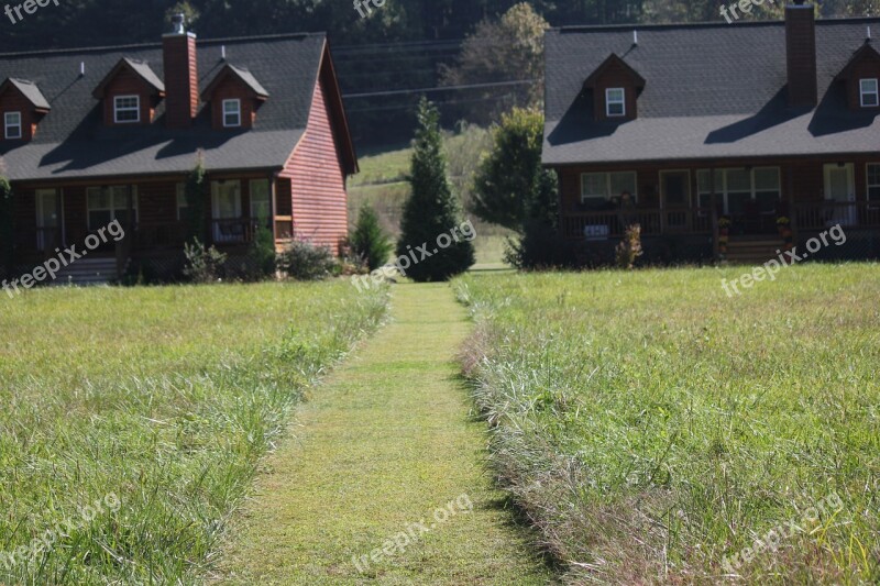 Log Cabin Meadow Mountain Cabin Grass